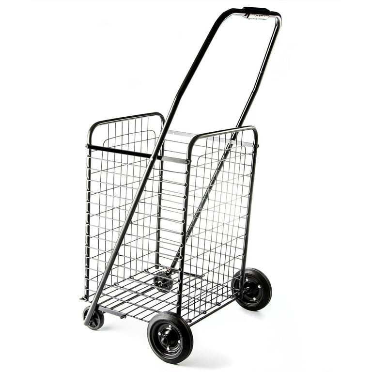 8-Wheel Folding Shopping Cart Jumbo Size Basket with Wheels for Laundry Grocery